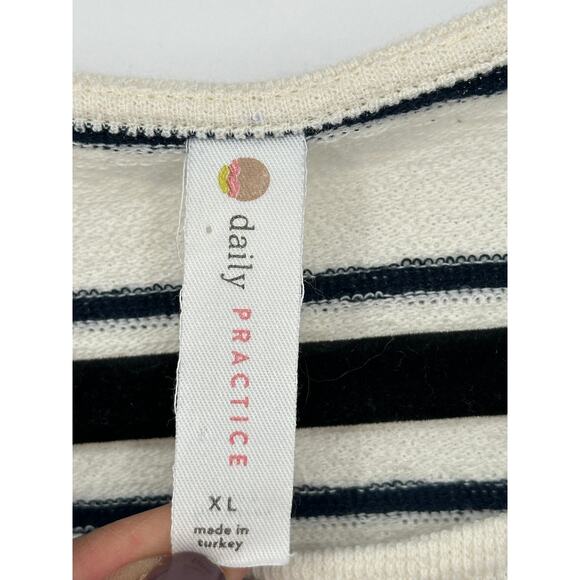 Anthropologie Daily Practice White Sleeveless Dress Black Striped Casual XL - Picture 4 of 8